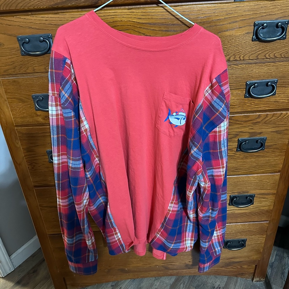 Southern Tide Red and Blue Long Sleeve Tee